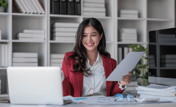 Translator working on a detailed quality check process to guarantee accurate translations for legal and official purposes.